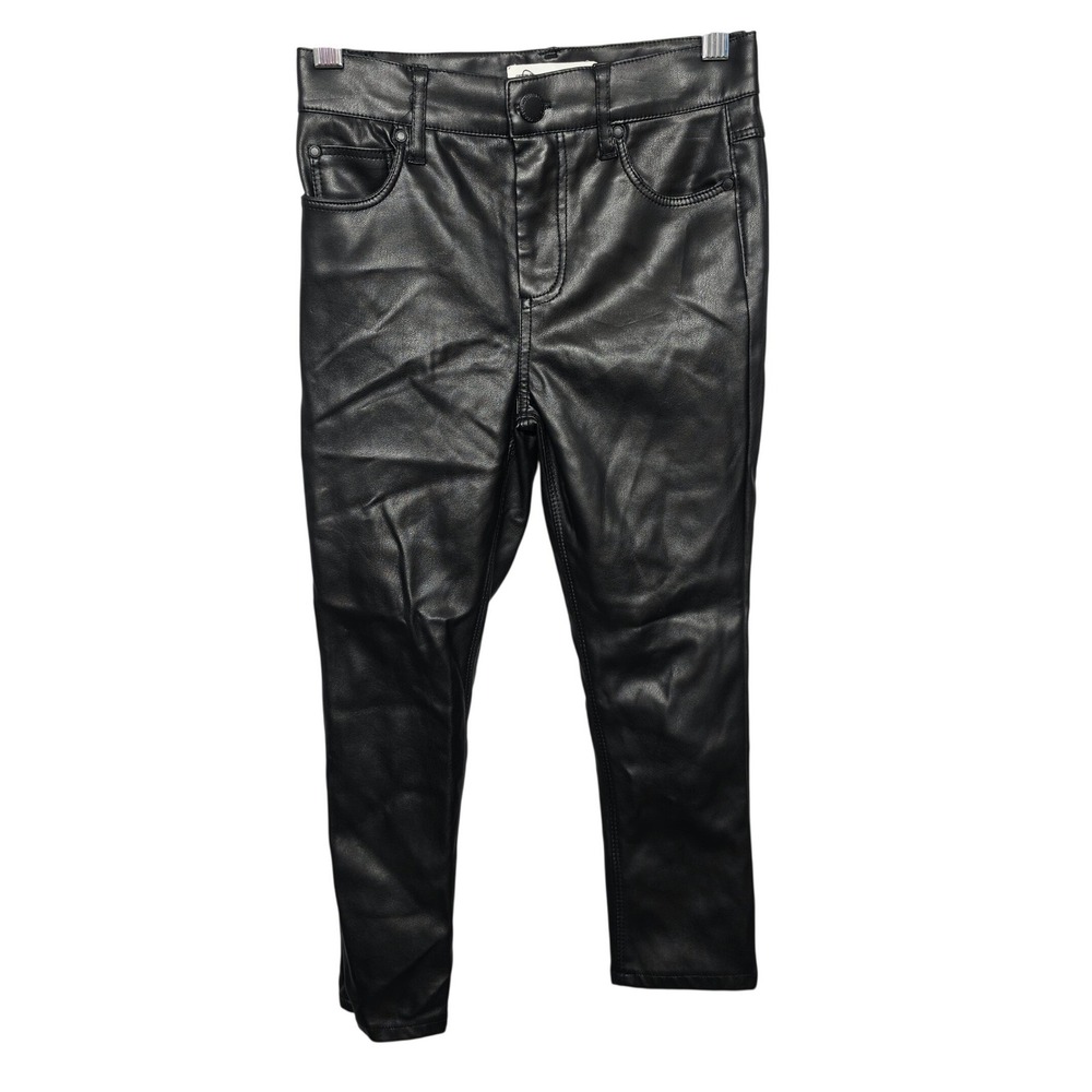 Cotton On Kids Black Faux Leather Adjustable Waist Pants Size 5